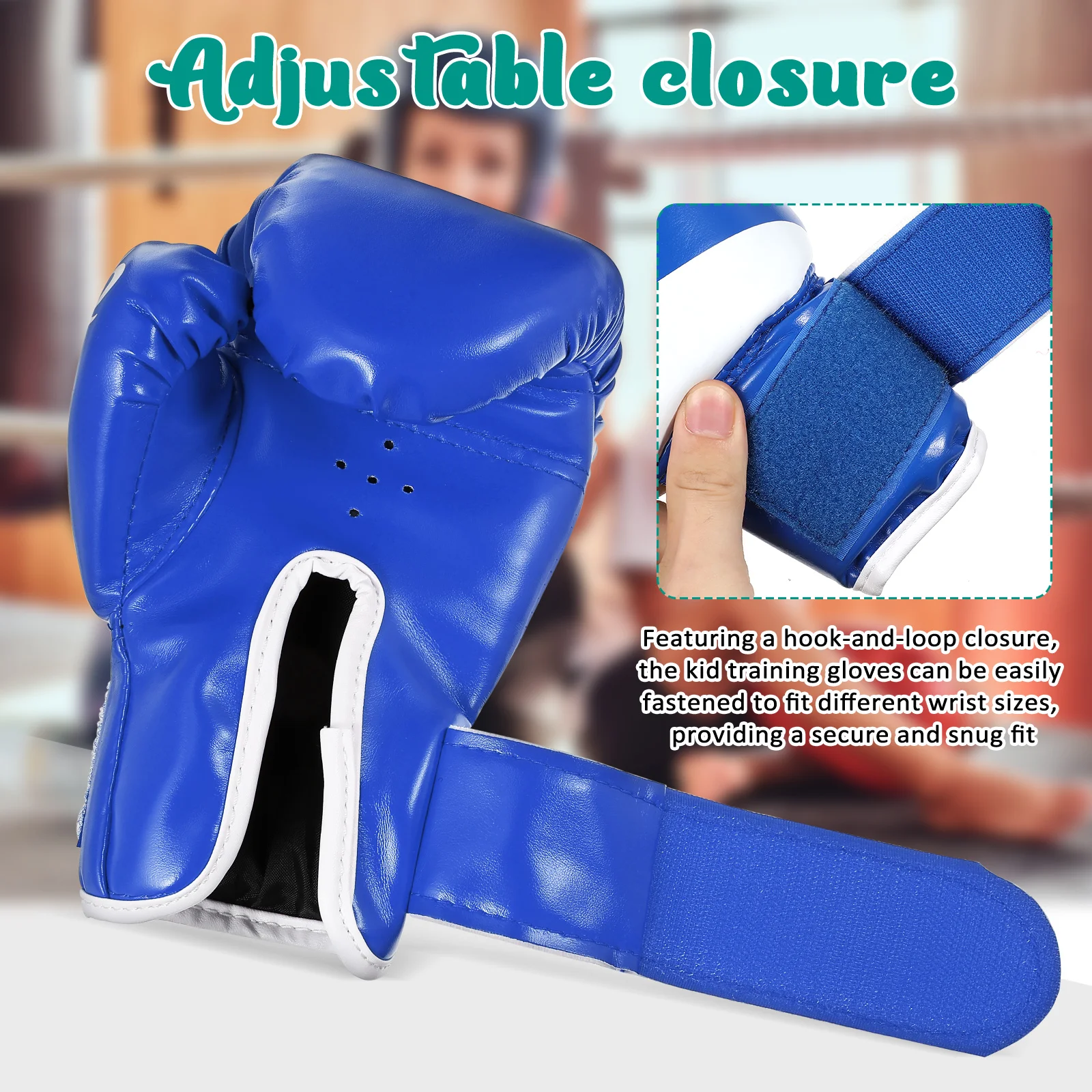 قفازات ملاكمة للأطفال للنساء معدات توأم للأطفال من أجل زي أزرق من البولي يوريثان