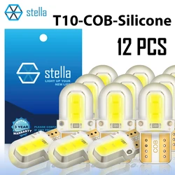Stella 12pieces Silica Gel COB LED Bulbs T10 W5W 196 Silicone Waterproof 12V Car Led Interior Light Heat Resistance White Color