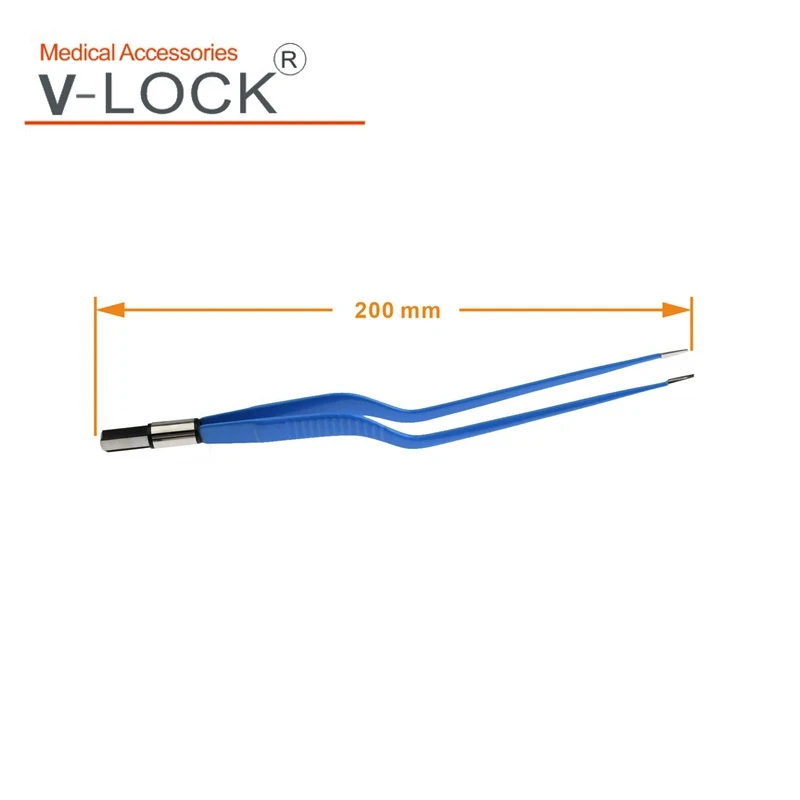 

2023 V-LOCK best disposable bipolar forceps curved for electrosurgical unit L: 200mm ,tip 1mm