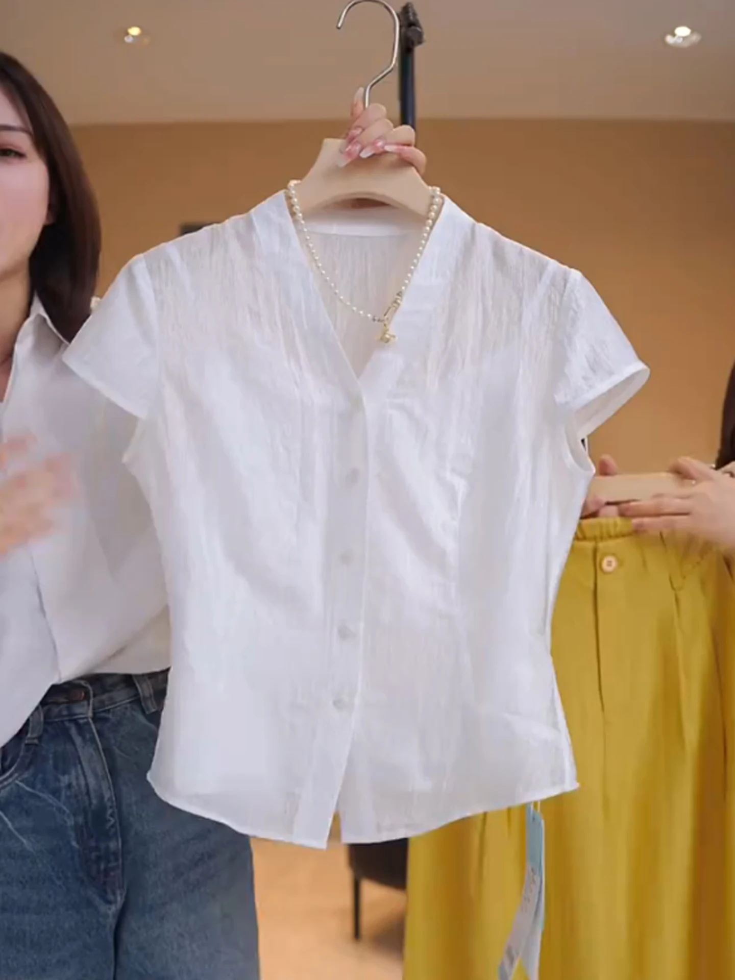 Breathable Summer ort Sve Pure Color irt Single Button Design Sensation Chiffon Commute Sun Protection Women's Blouse