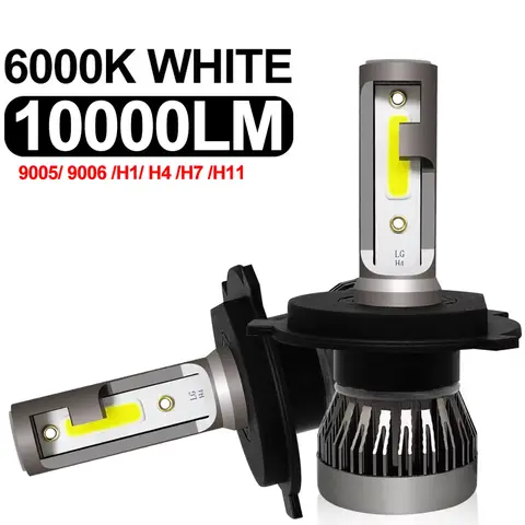 2pcs LED Headlight Bulbs 9005 HB3 9006 H1 H4 H7 H11 High & Low Beam 6000K White 12-24V Plug-N-Play with Fan