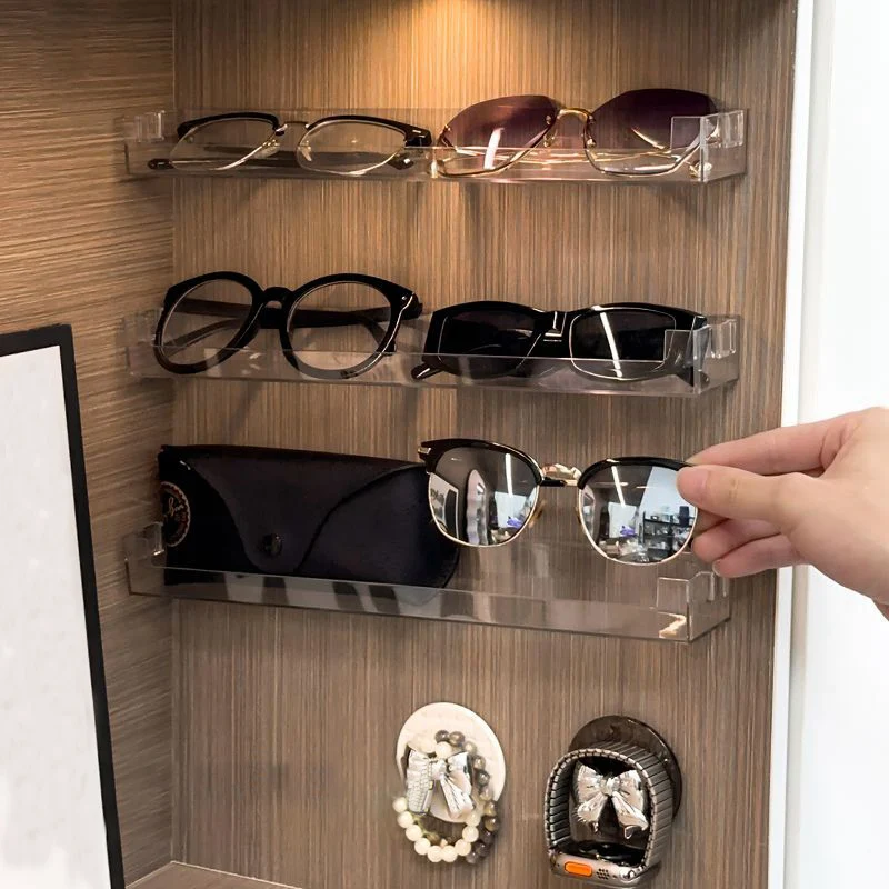 1-3pc Wall Mounted Storage Rack Transparent Acrylic Display Stand Sunglasses Perfume Model Storage Shelves Wall Hanger Organizer