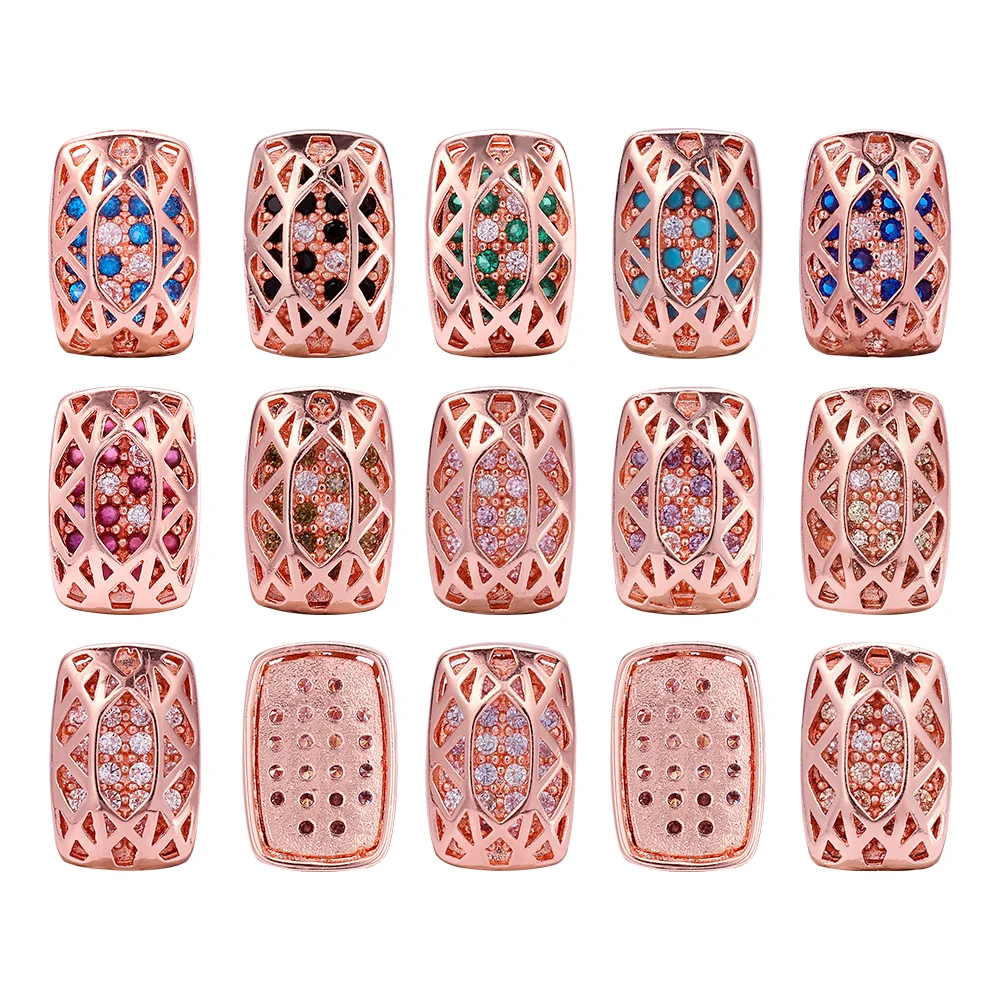 4/36Pcs Cushion Rectangle Shaped Cubic Zirconia Alloy Rose Gold Sewing Crystal 10x14mm Sewn Rhinestone for Clothes Decoration