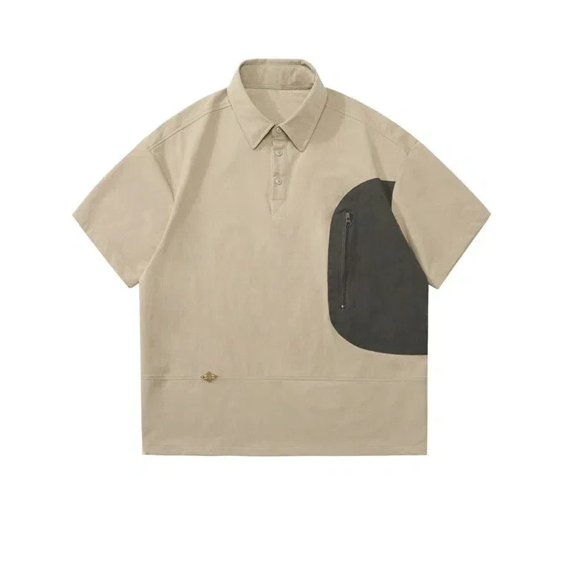 

Лето 2025 г., крутая и быстросохнущая горная уличная функциональная стильная контрастная рубашка-поло, мужская модная брендовая тонкая свободная футболка с лацканами