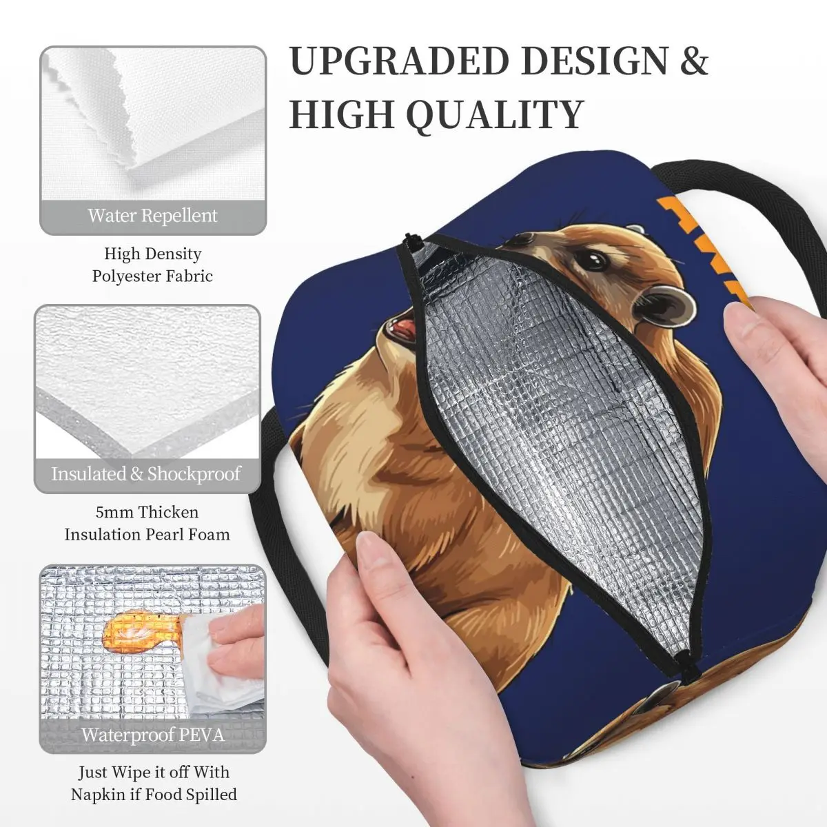Rock Hyrax Lover Awawa Groundhog Dassi Lunchtaschen, isolierte Bento-Box, Lunchtasche, Picknicktaschen, Kühltasche für Damen und Kinder, Reisen
