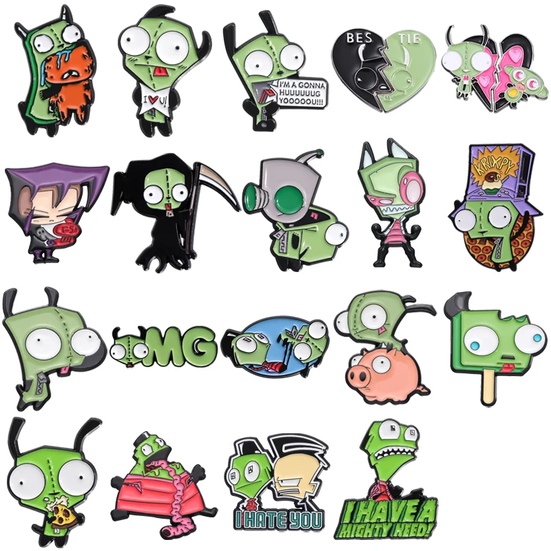 سلسلة الرسوم المتحركة الغريبة دبوس المينا ، متعة الكلب الأخضر الغازي ، دبابيس فيلم الخيال العلمي ، شارات طية صدر السترة ، هدية المجوهرات للجماهير