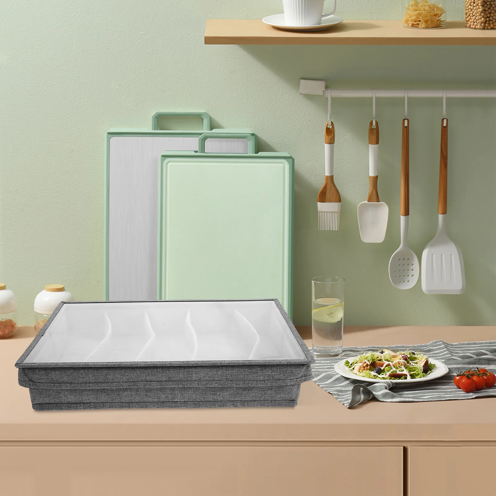 

Cutlery Storage Box Portable Silverware ganizer Divider Spoons Polyester Holder Case Compartment Utensil Accessories