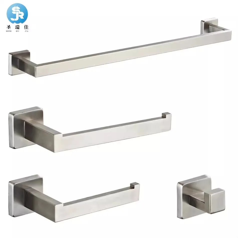 

Stainless Steel Modern Simplicity Household Use Bathroom Hook Towel Rack Wall-Mounted Type No Need For Drilling Tissue Holder