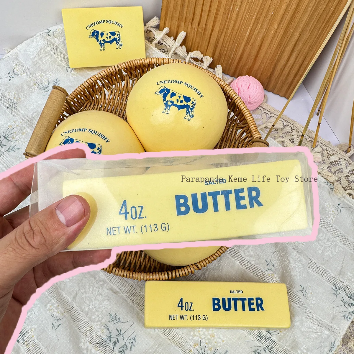 Soft Slow Rebound Butter Brick Squeeze Toy TPR Squishy Toy Funny Decompression Stress Relief Toy for Kids Adults and Office