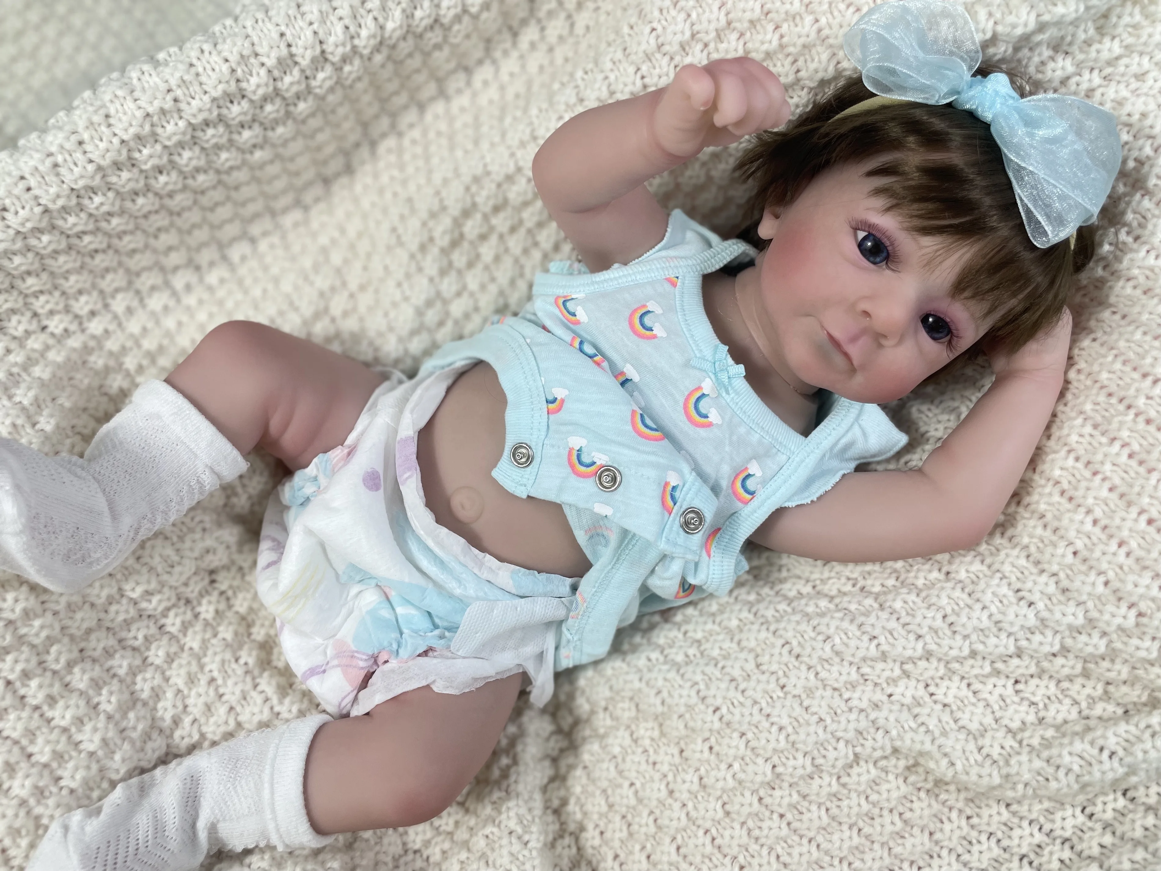 17 Inch Felicia Reborn Finished Doll Full Silicone Vinyl Girl Adorable Baby Lifelike 3D Skin Visible Veins Collectible Art Doll