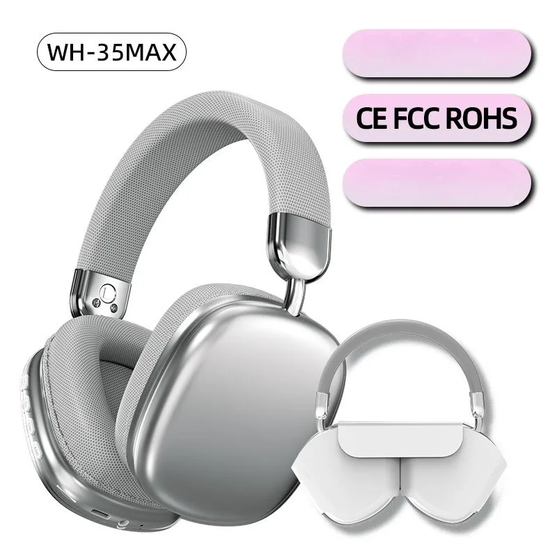 New WH35Max headset electroplating simple wireless ultra-long life battery Bluetooth headset compatible with mobile phones