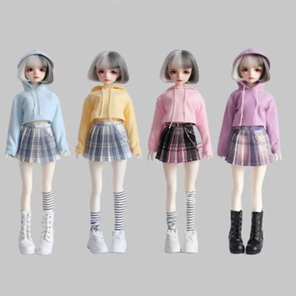 

Fashion Casual Wear Solid Color Hoodies Pleated Skirt For 1/4 BJD Doll For 45cm Doll Princess Skirt Tops Dolls DIY Accessories
