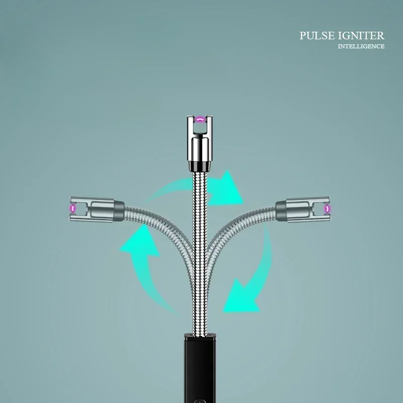 Portable 720° Arc Plasma Pulse Lighter Home Kitchen USB Rechargeable Windproof Flameless Ignitor Extended Safety Lighters Gifts