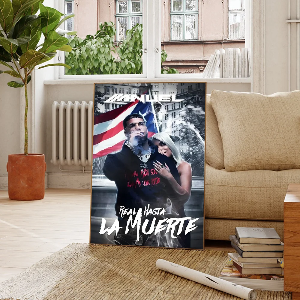 Hip Hop Rapper Anuel AA DIY Sticky Poster Whitepaper Prints Plakaty Grafika Vintage Malarstwo Dekoracyjne