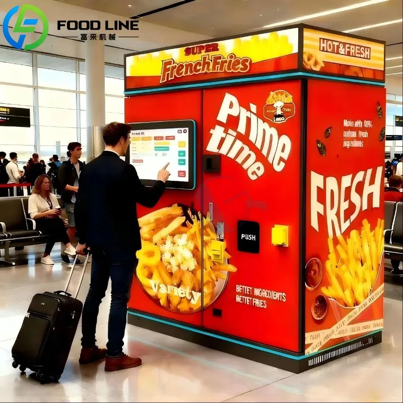 Custom Potato Chip Vending Machine Automatic French Fries Self Service Vending For Business Fried Potato Fries Outdoor Dispenser