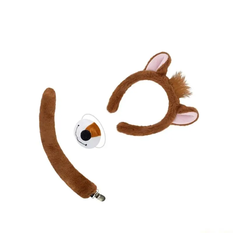 31BF Soft Fabric Chipmunk Ears Headband Costume Hairband for Comfortable Long Wear in Performances and Parties