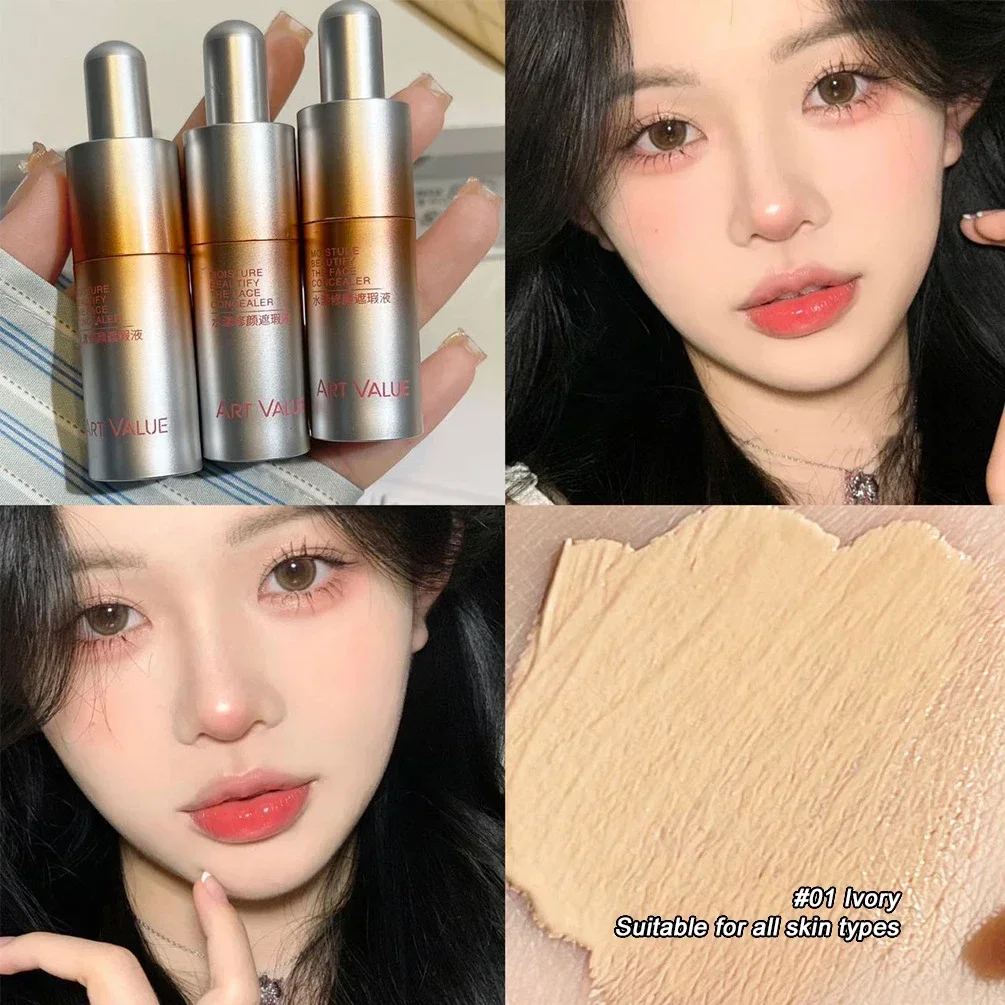 Heallor feuchtigkeit spendende flüssige Concealer wasserdicht vollflächige Akne Spot dunkle Kreise Gesicht Basis Creme Make-up dauerhaft aufhellen c