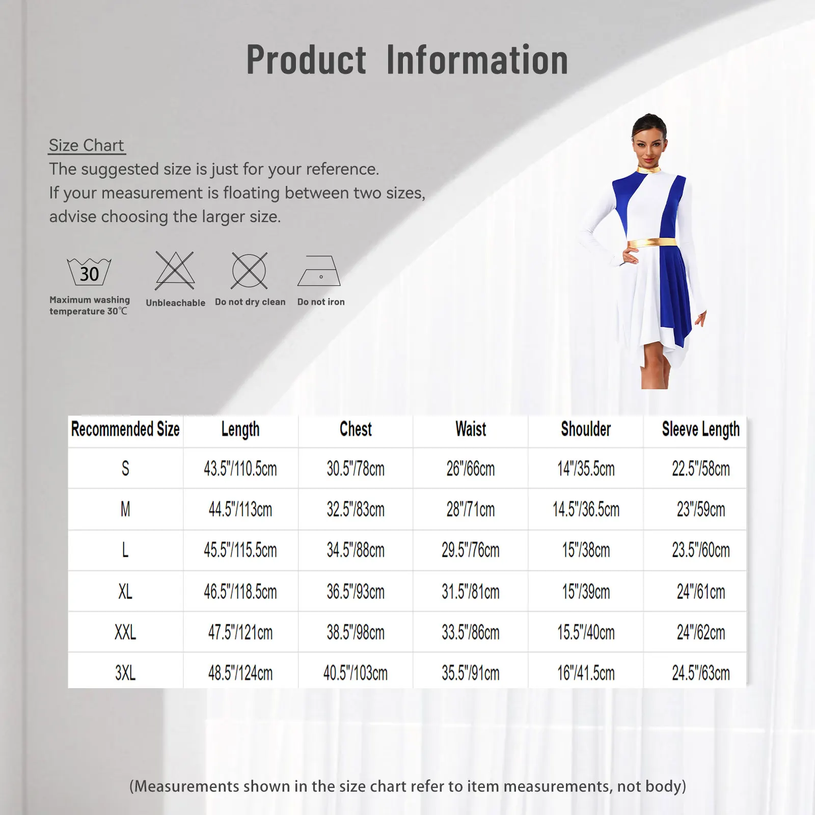 

Women Praise Lyrical Dance Costume Performance Worship Robe Dance Long Sleeve Zipper Asymmetrical Hem Color Block Tunic Dress