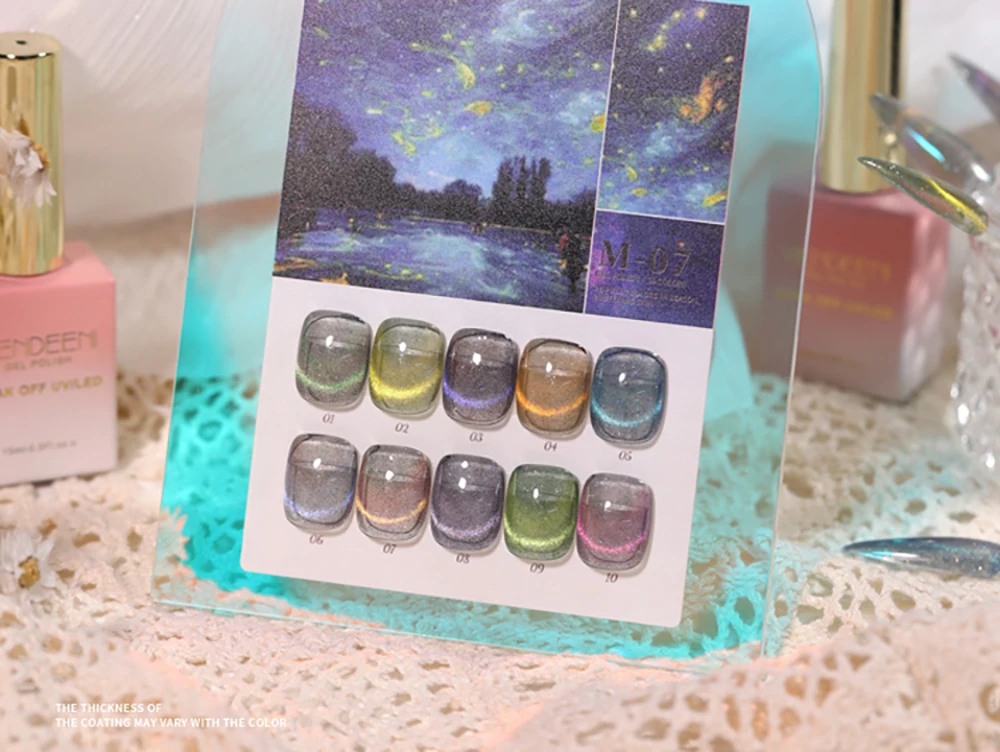 Vendeeni TPO HEMA FREE 10 Farben Aurora Broken Diamond Cat Eye Gel Nagellack Galaxy Cyclone Magnetischer UV Soak Off Gel Lack – Detail 14