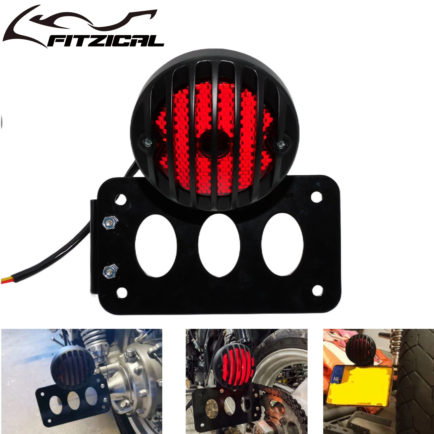 Motorcycle Side Mount Tail Light Rear Stop Light W/ License Plate Bracket Holder For Harley Chopper Bobber Sportster For Yamaha