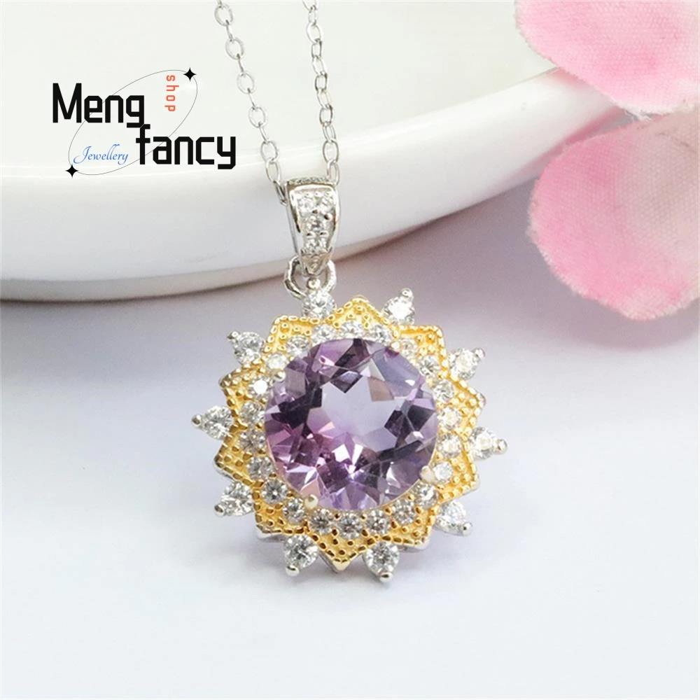 Natural Amethyst Pendant Purple Colour Treasure Exquisite Elegant Necklace Wedding Souvenir Fashion Luxury Jewelry Holiday Gifts
