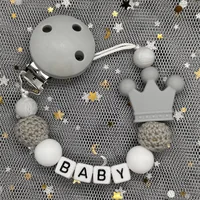 TeWindsor-Clips de Sucette Personnalisés avec Nom pour Bébé, Perles en Silicone, Jouets, Cadeau Personnalisé 6