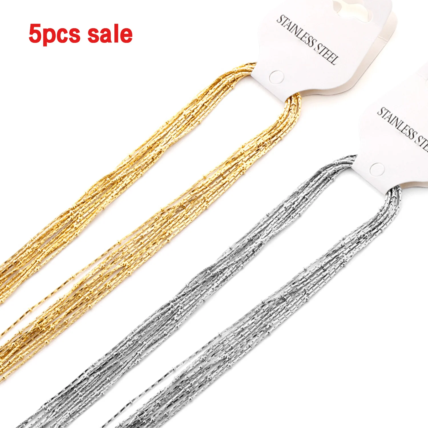 

ASON 5pcs/lot Wholesale 316L Stainless Steel Chains Necklace Women Men Classic Clavicle Colliers Waterproof Handmade DIY Jewelry