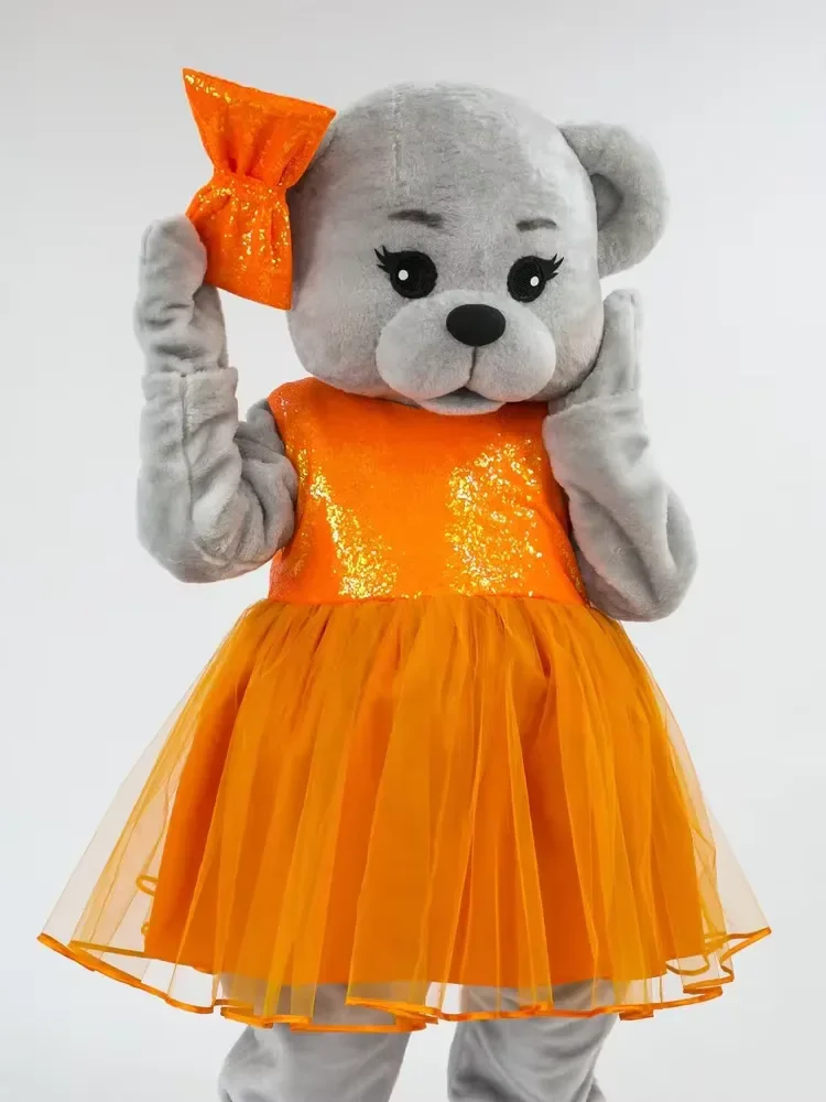 Brauner Bär Maskottchen Kostüm Anime Blau Orange Kleid Bär Kostüm Erwachsene Werbung Paar Bär Maskottchen Karneval Party Mode Shows