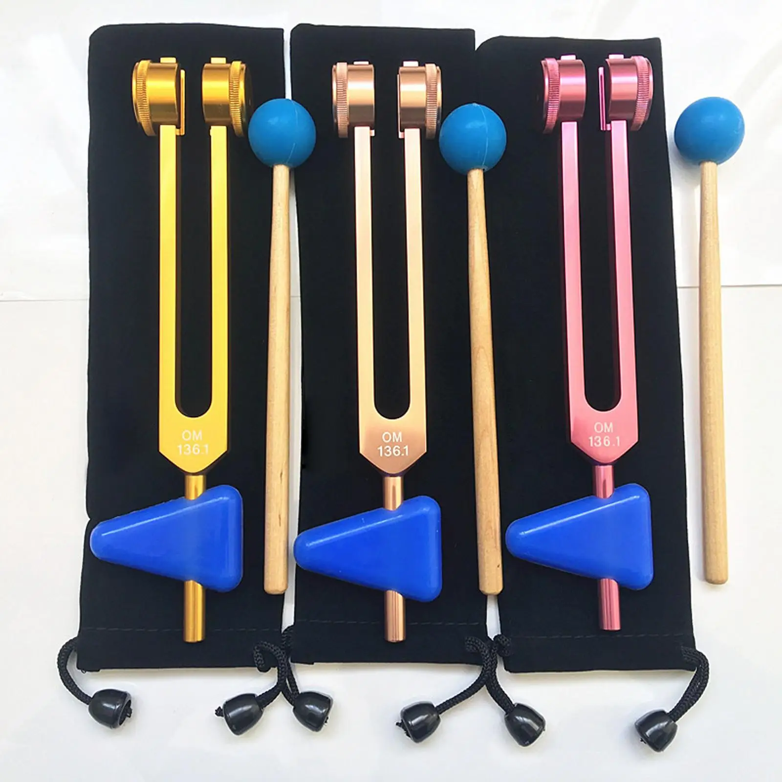 Set garpu Tuning musik, bahan paduan aluminium 136.1HZ garpu penyetelan untuk alat getaran suara, meditasi, suara