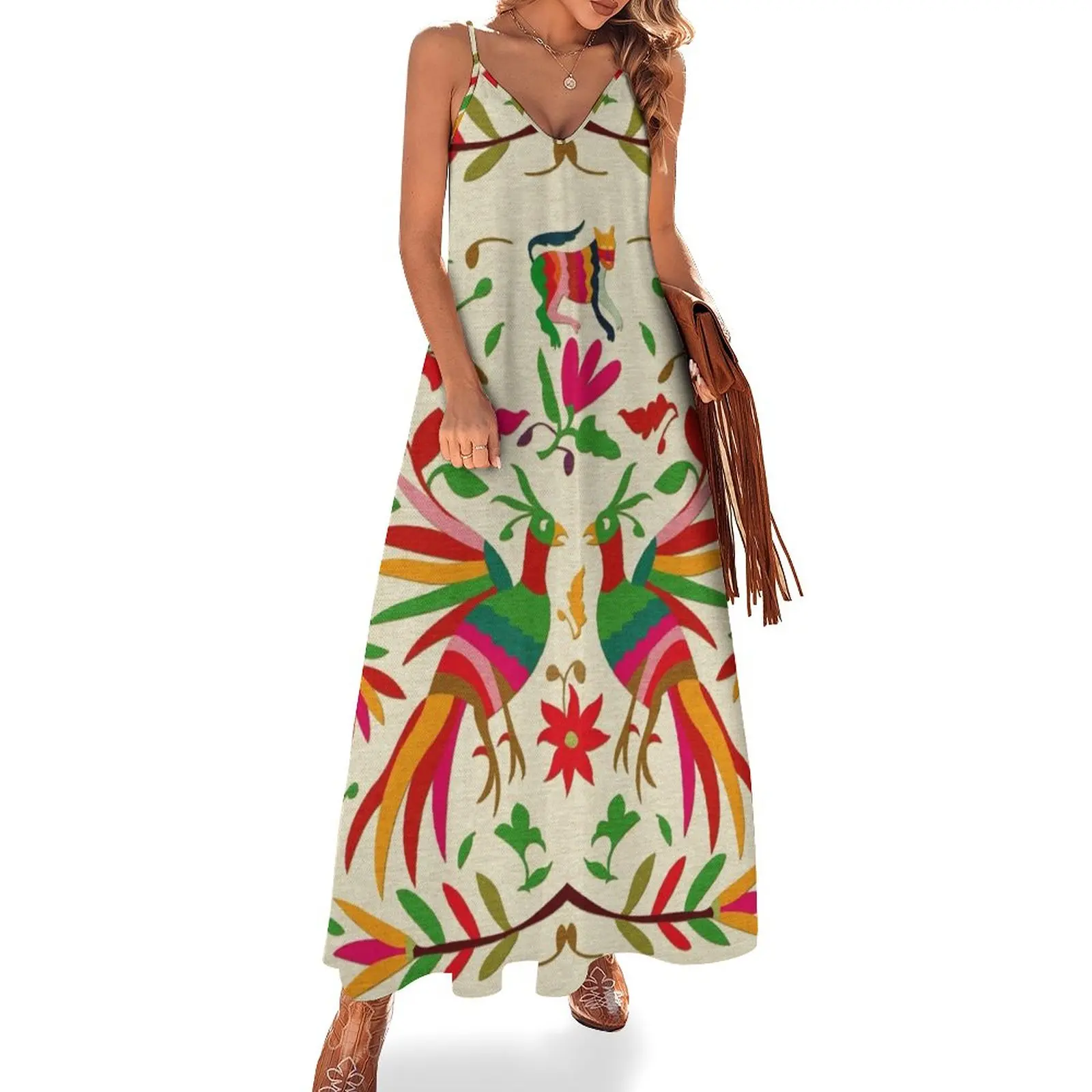 Tenango / Embroidered Fabric, Mexican Craft Sleeveless Dress Aesthetic clothing cute dress