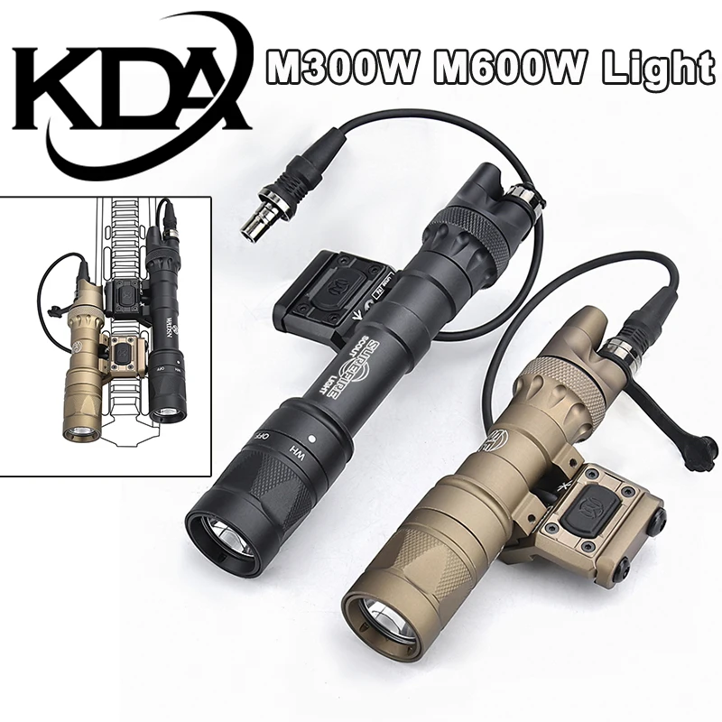 

KDA Tactical Hunting Light M300W M600W Strobe Scout Lamp UN Remote Button Switch Metal Tail Cap SF Plug Surefir Flashlight CS Ge