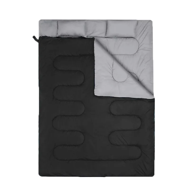 4 Season Double Sleeping Bag Outdoor Adult Camping Envelope Style Warm Includes Pillow Ultralight 190T Polyester Fabric
