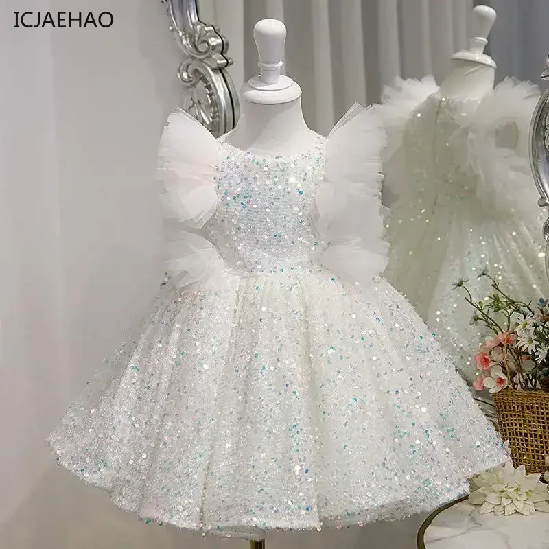 

2025 Baby Luxury Clothing Elegant Clothes for Girls Princess Prom Dress Matching Sequins Gown Infant Formal Kids Costume Vestido