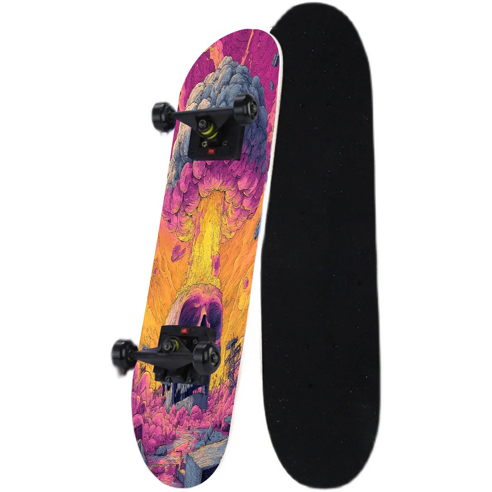 

Cartoon illustrations four-wheel skateboard stickers, scooter stickers - surfboard stickers, trendy decoration with street you