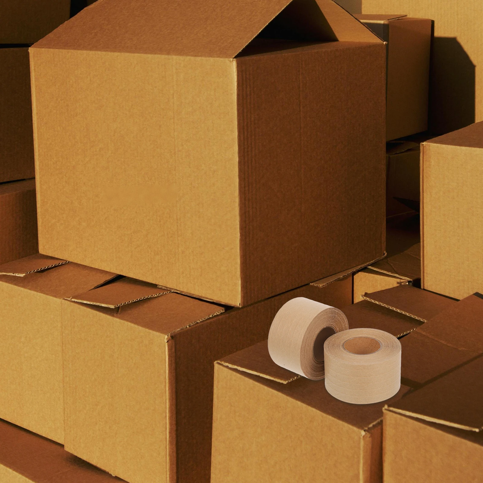 

2pcs Reinforced Kraft Paper Tape Water Activated Strong Adhesion Tear-Resistant Packaging Supply For Moving Shipping Carton