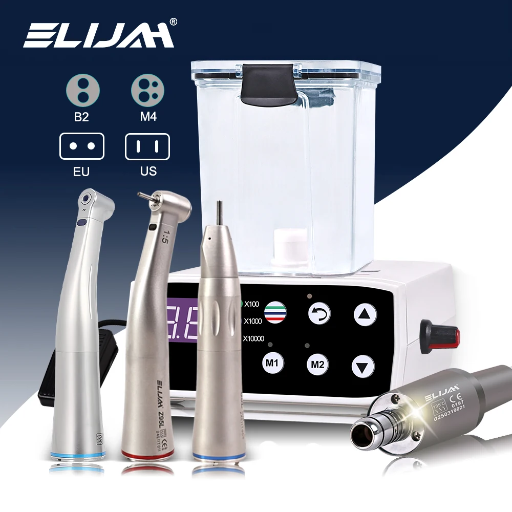

ELIJAH Dental Brushless Electric Micromotor LED Micromotor Work 1:1/1:5 Fiber Optic E-type Contra Angle Handpiece Dentist Tools