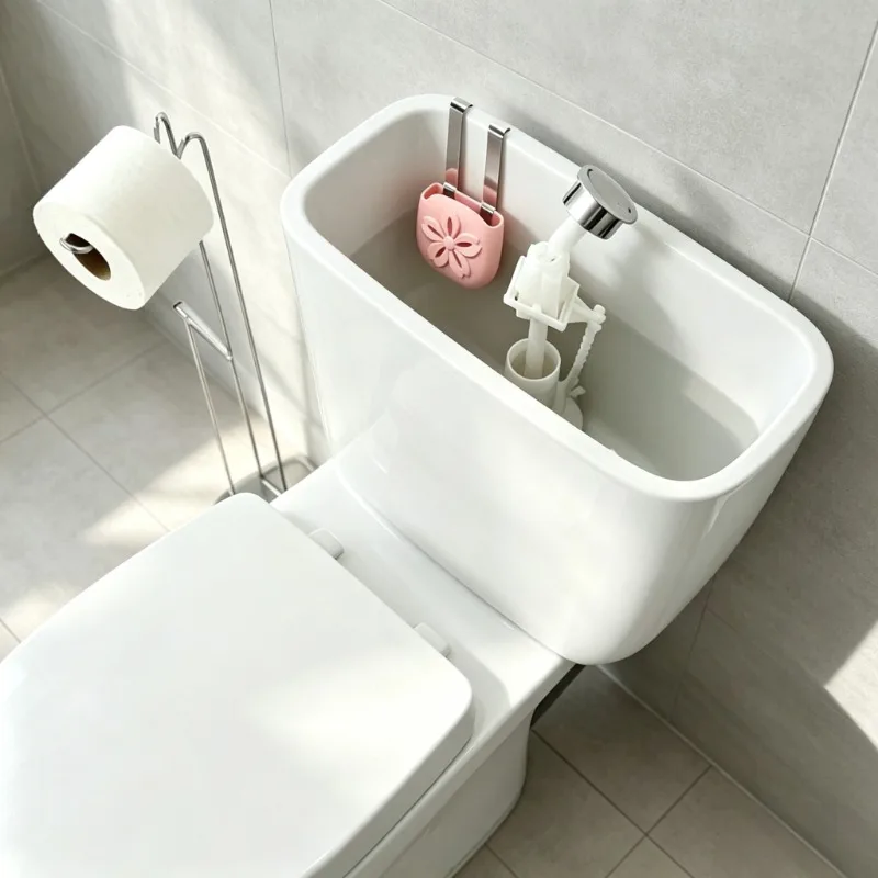 Silicone Toilet Tank Cleaning Tray with Hanging Hooks Height-adjustable Secure Preventing Floats Fits Various Cleaning Tablets