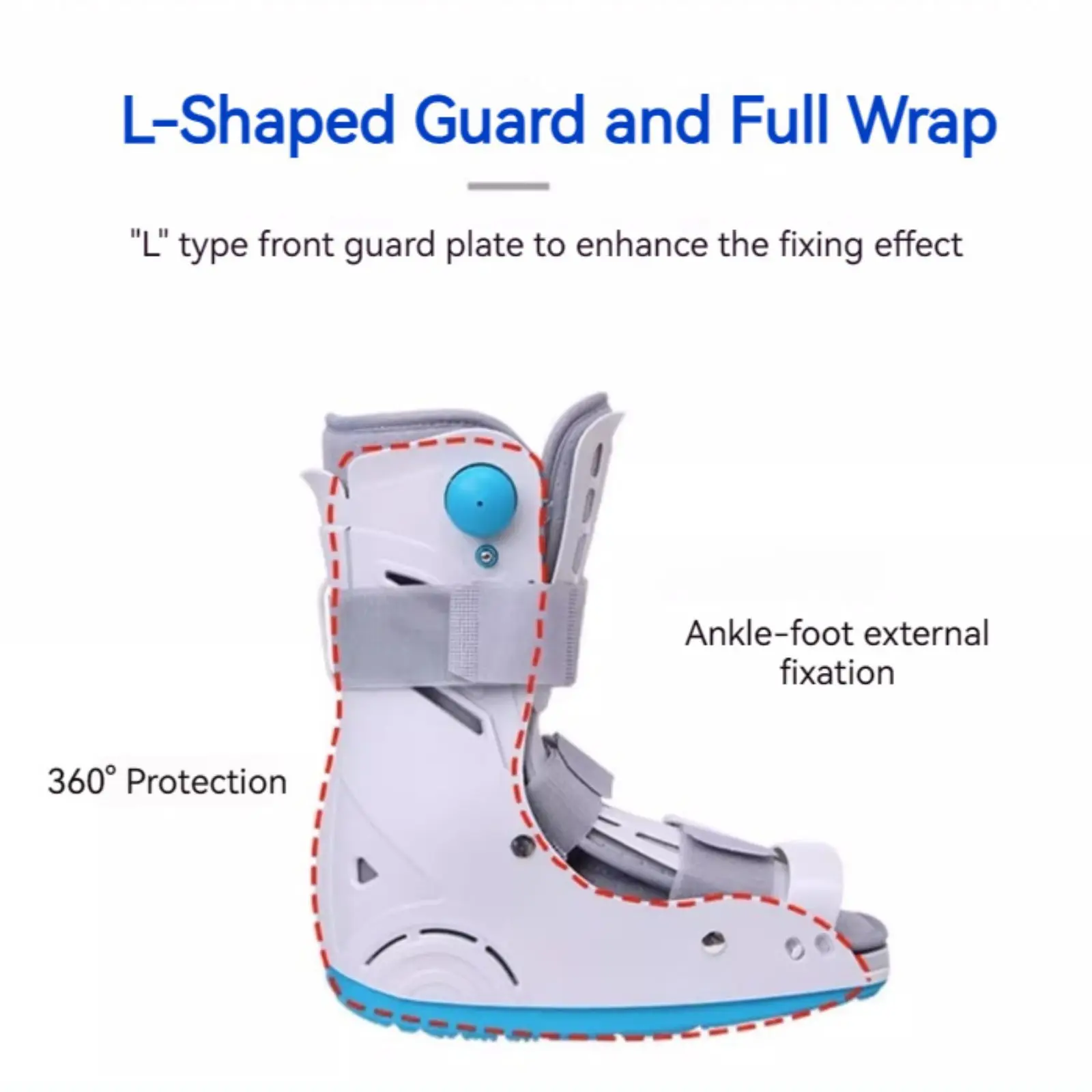 1 Pcs Air Cam Walker Boot Medical Short Orthopedic Walking Boot Foot Brace for Foot or Ankle Injuries, Fractures and Sprains