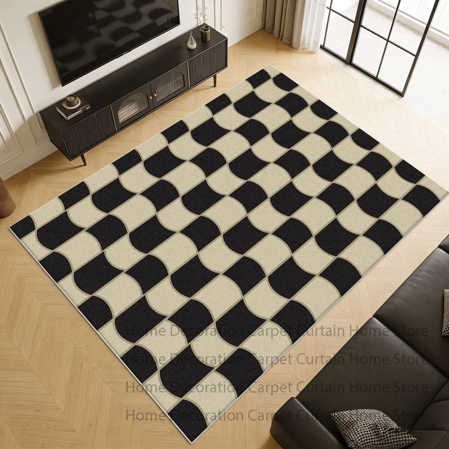 French Rugs Bedroom Checkerboard Living Room Decoration Ins Wind Plaid Carpet Bedside cloakroom study Floor Mat Large Area