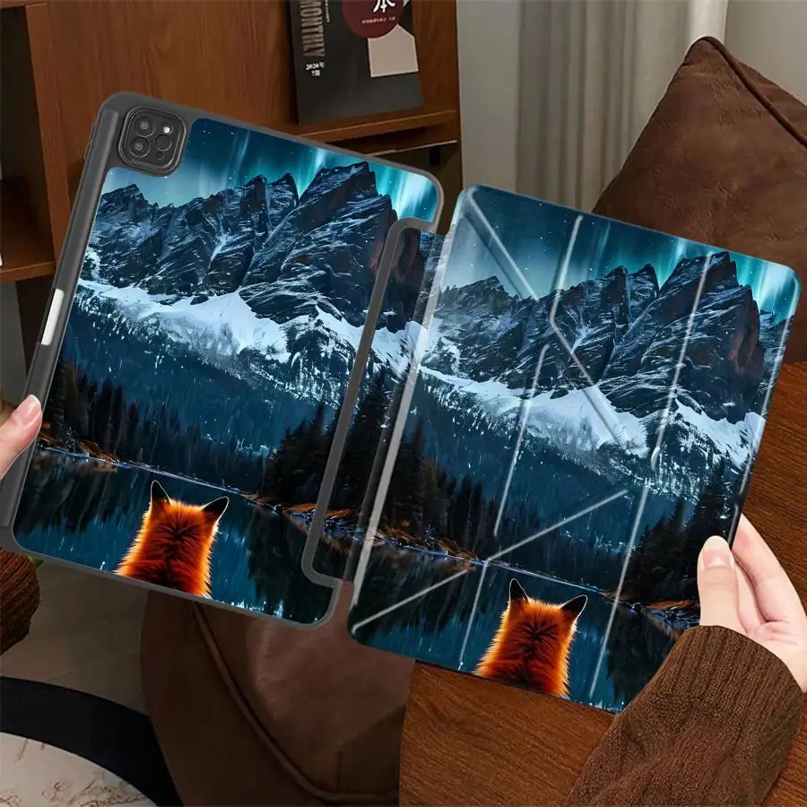 Snow Mountain Scenery Fox Holder Cover Tablet Case For iPad Pro 11th 10th 9th 8th 7th 12.9inch Mini 6 7 Air 4 5 M3 M2 M4 11inch