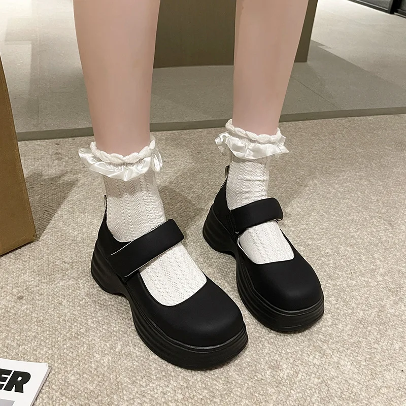 Korean Shoes Female Footwear Clogs Platform Shallow Mouth 2024 New Retro Summer Dress Creepers Pink Slides PU Hoof Heels Med Rom