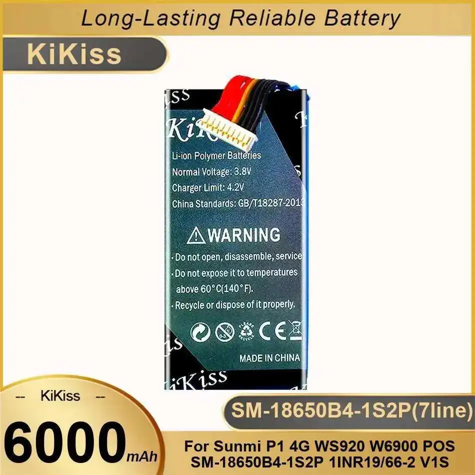 

Laptop Battery SM-18650B4-1S2P 7Line For Sunmi P1 4G WS920 W6900 Pos 1INR19 66-2 V1S Durable 6000Mah