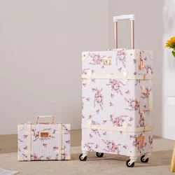 Suitcase Female Retro Silent Universal Wheel Travel Bag Luggage Password Trolley Case Cabin Carry-on Bag Rolling Luggage Set