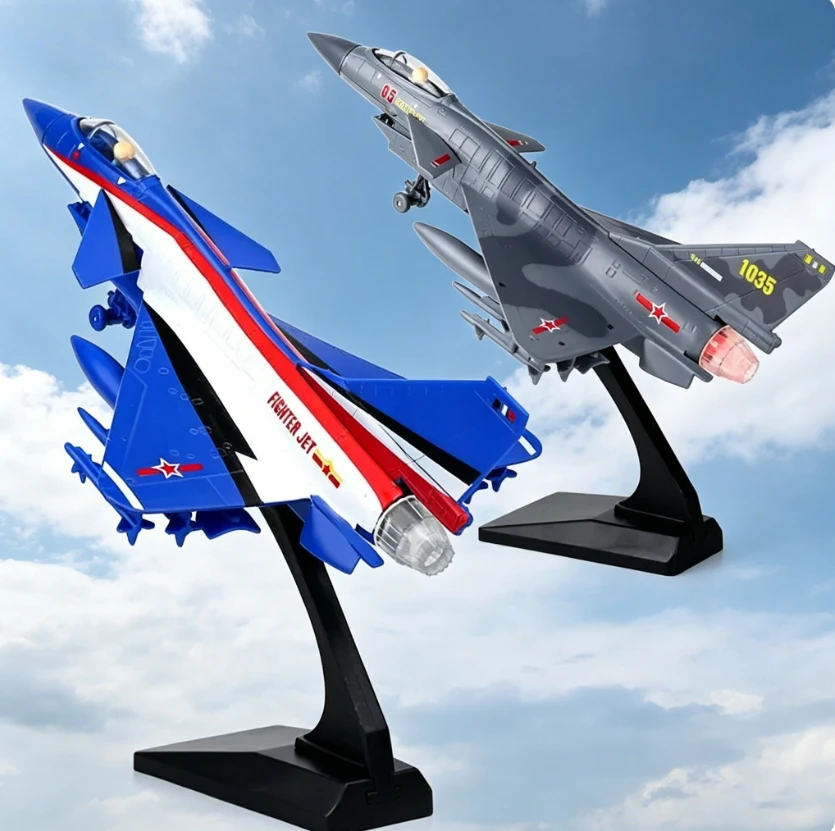 

Alloy J-10 Fighter JET Airplane Model Acoustooptic Return Force Aviation Military Aircraft Model Toy Ornament Gift