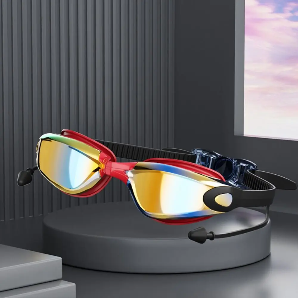 Professional Anti Fog Swimming Goggles With Earplugs Wide View Swim Glasses Waterproof HD Diving Eyewear Swimming Beginner