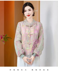 Chinese style jacket women's spring and summer retro embroidered jacquard thin sun protection jacket coat