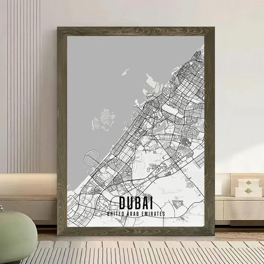 UAE ドバイ市地図ポスターキャンバスウォールアートパーソナ - Home Decor Dubai のレビューと価格