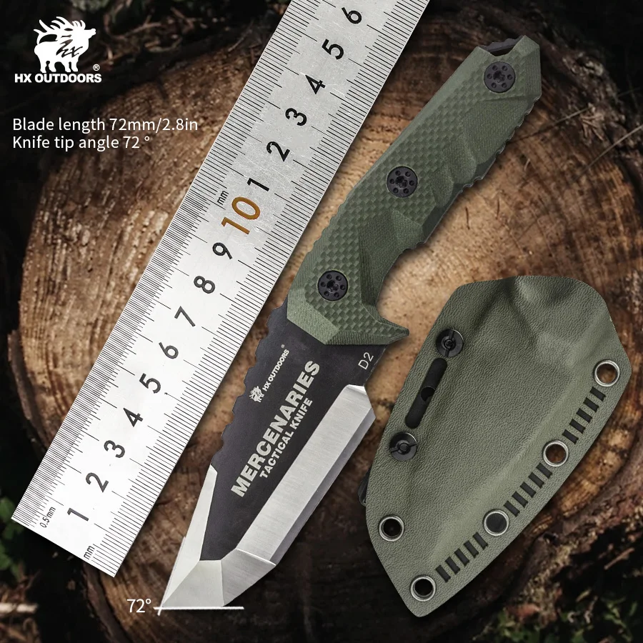 

HX Outdoors Mercenary Knife Survival Hunting Knife D2 Blade Fixed Blade Knife ,Straight Tactical Camping Knives ,Multi Edc Tools