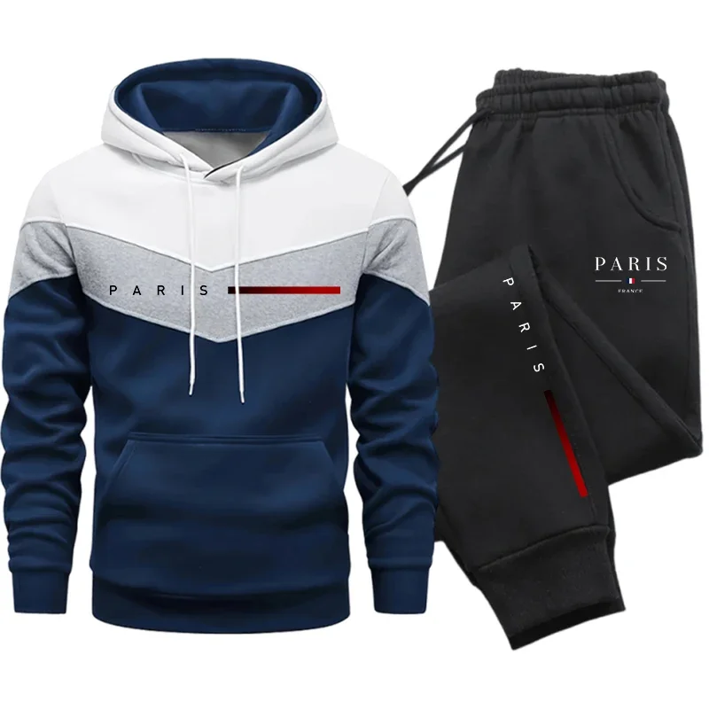 2026 New Arrival Men's Tracksuit Hoodie&sweatpants Paris Fashion Sportswear 2pcs Set Male Daily Casual Sports Hooded Jogger Suit