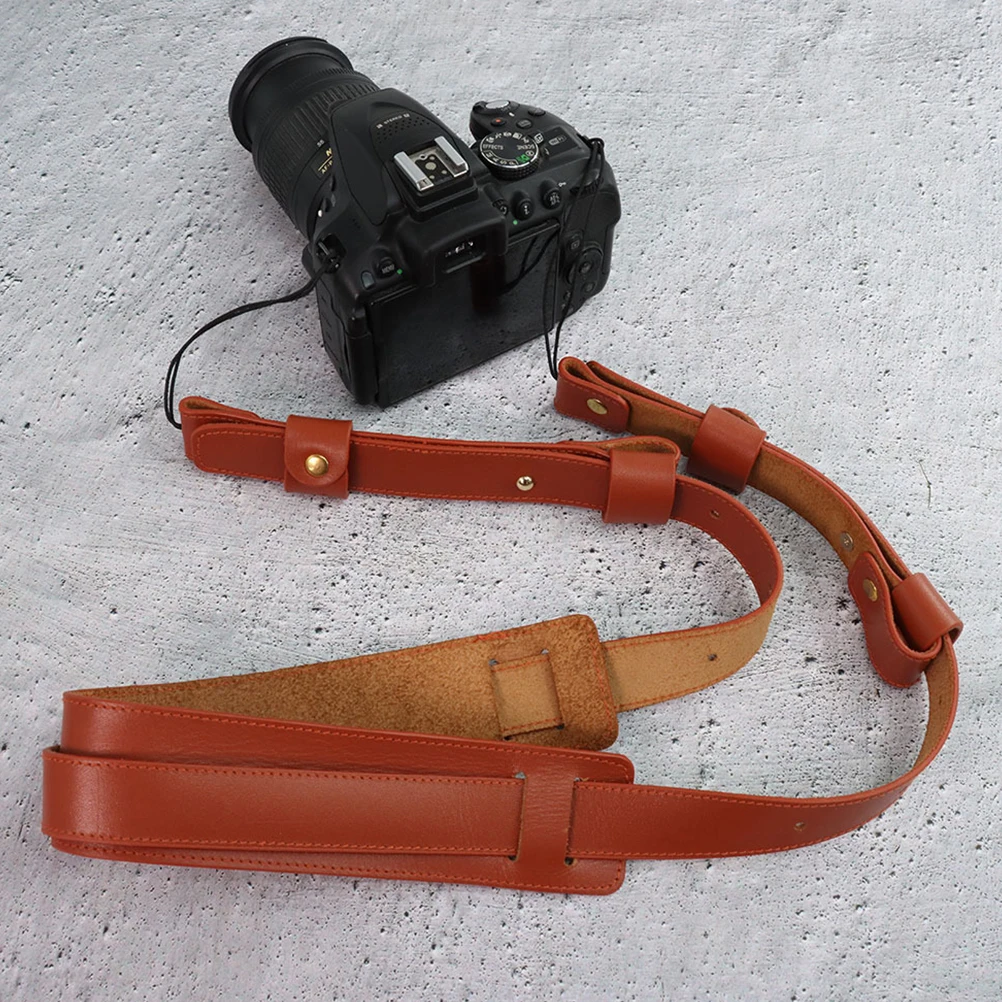 

1pc Brown Cowhide Single Shoulder Belts Handheld Travel Adjustable Length Wide Strap Comfortable Use Firm Carrying High